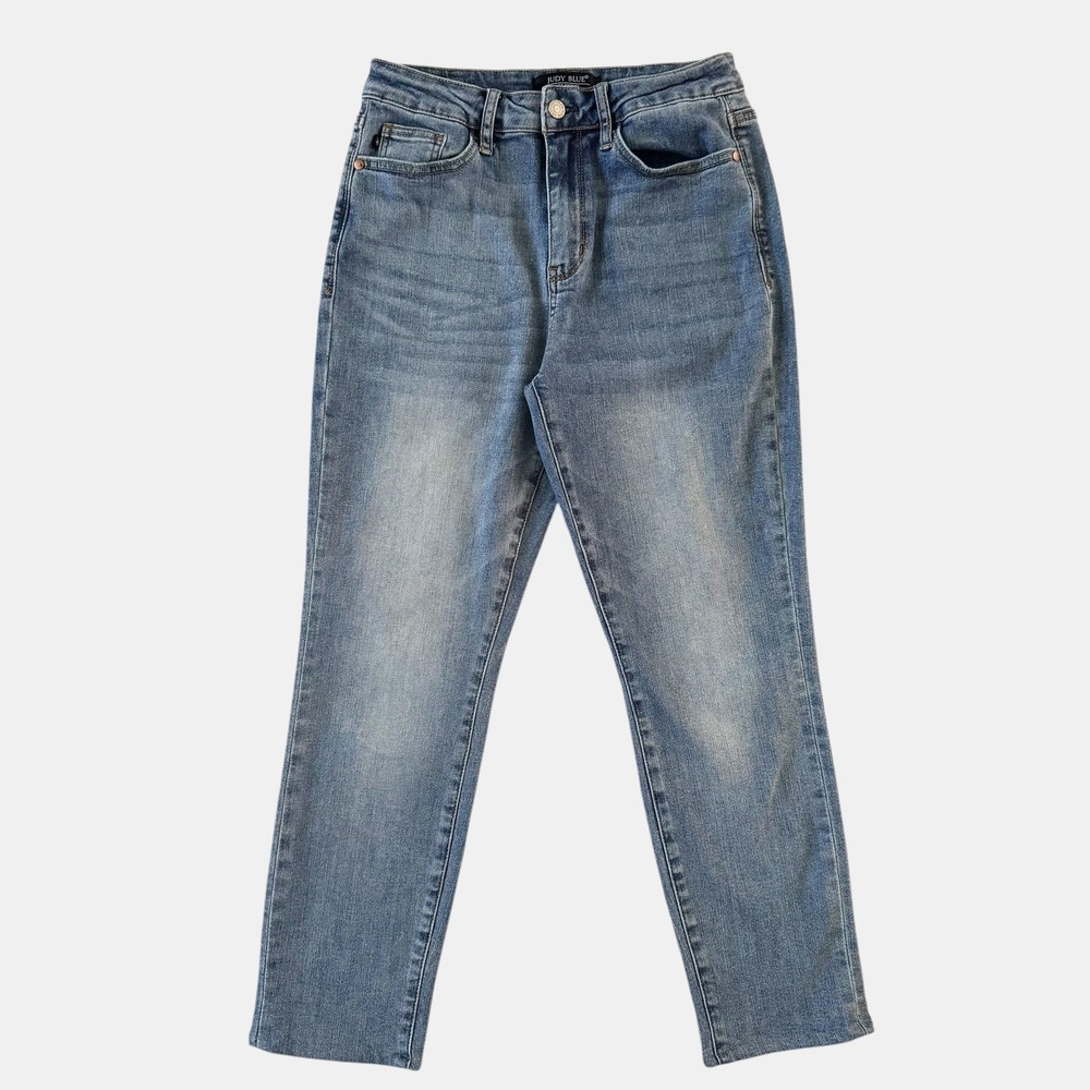 Judy Blue Boyfriend High Rise Medium Wash Straight Leg Jeans Sz 5/27 preppy